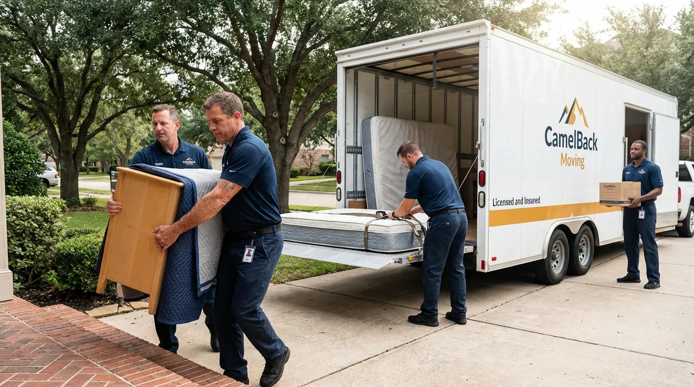Crew loading residential truck for cross-state move from Stony Brook, NY